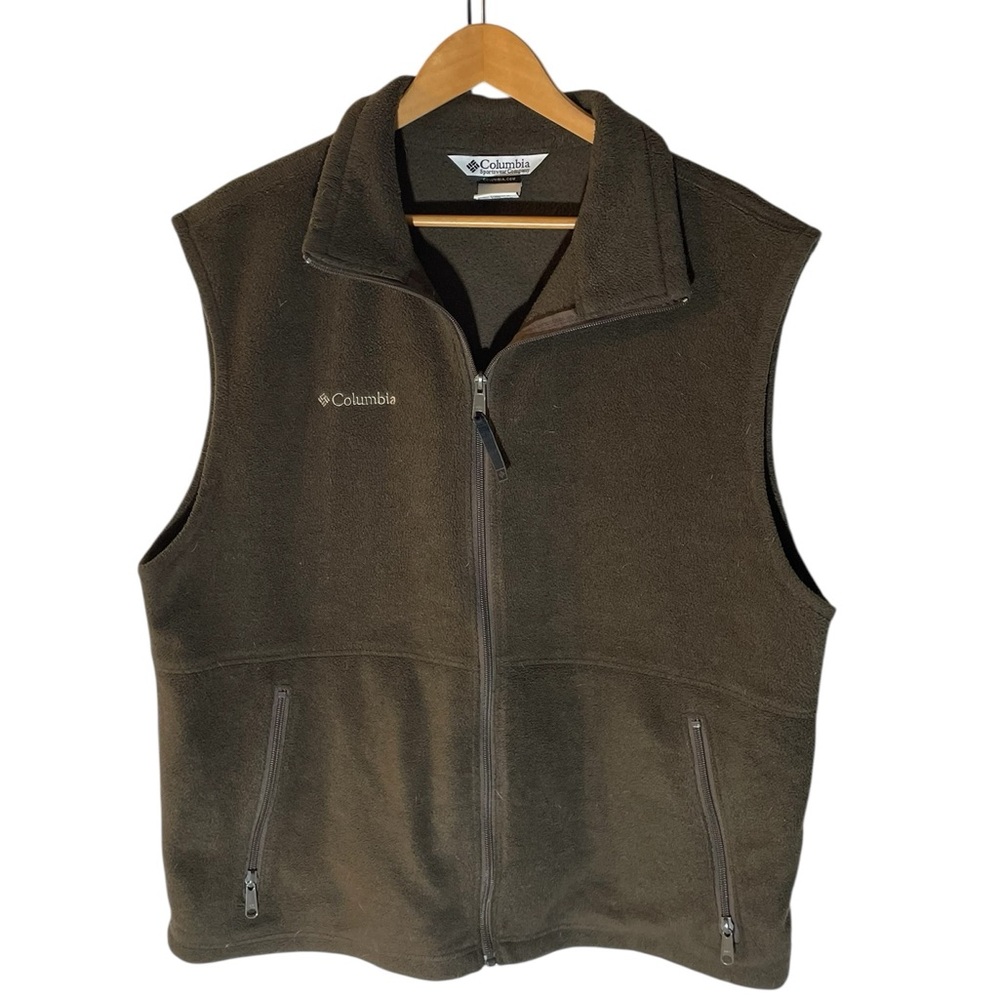 X5- Columbia Men's Large Dark Green Fleece Vest